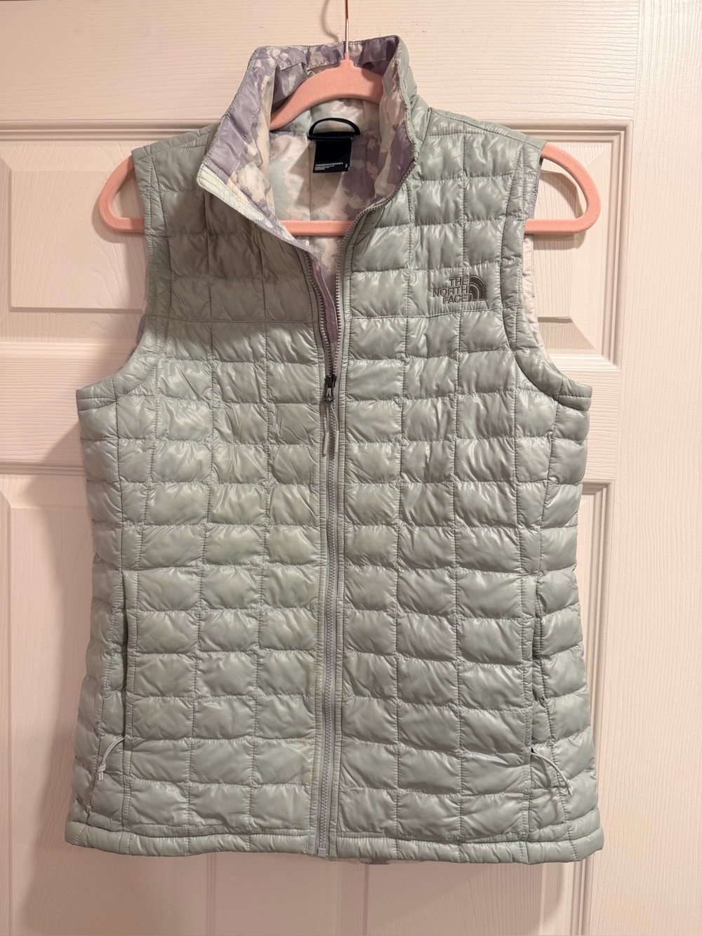The North Face Thermoball Insulated Eco Puffer Vest Mint Sage Camo Green Quilted